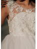 Beaded Ivory Lace Tulle Fashion Flower Girl Dress